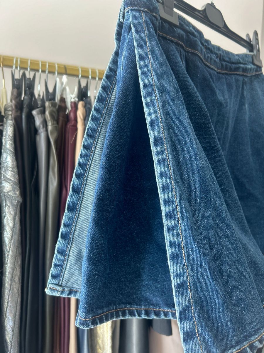 Mini Jean Şort Etek Denim Mavi resmi