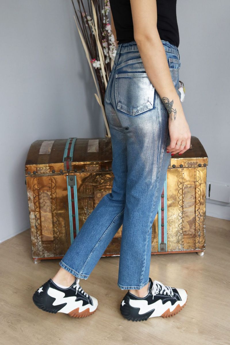 Varaklı Jean Denim Mavi resmi