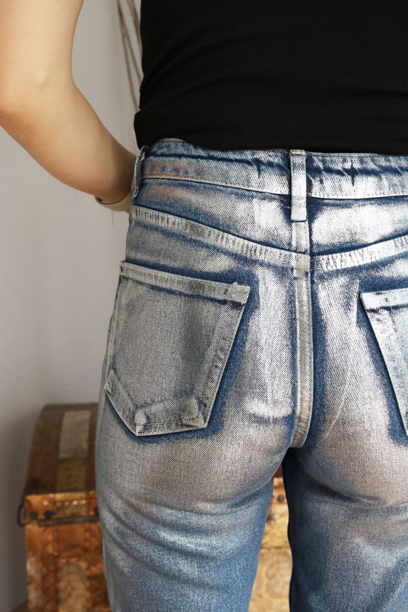 Varaklı Jean Denim Mavi resmi