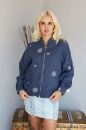 Keten Bomber Ceket Denim Mavi