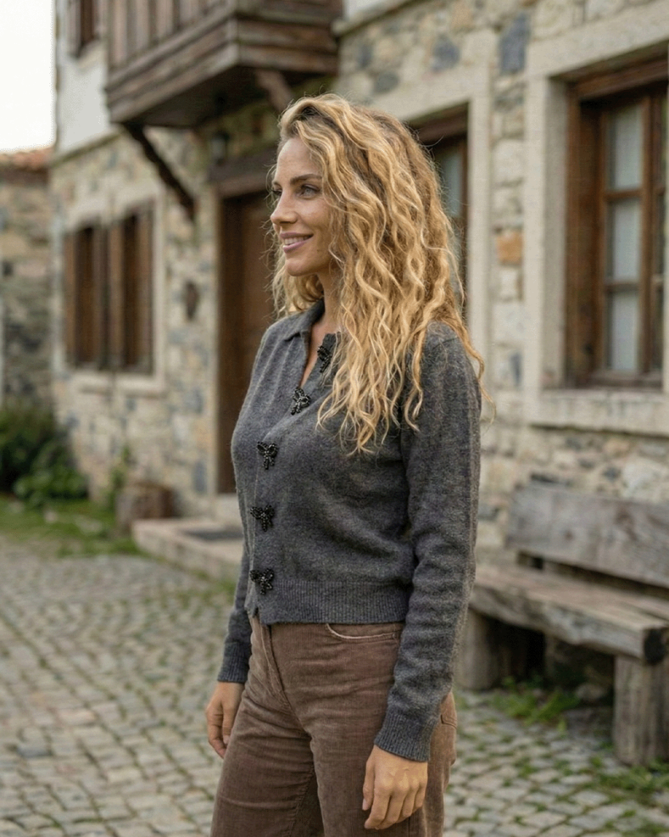 Fiyonk çıt çıt düğmeli hırka Antrasit  resmi